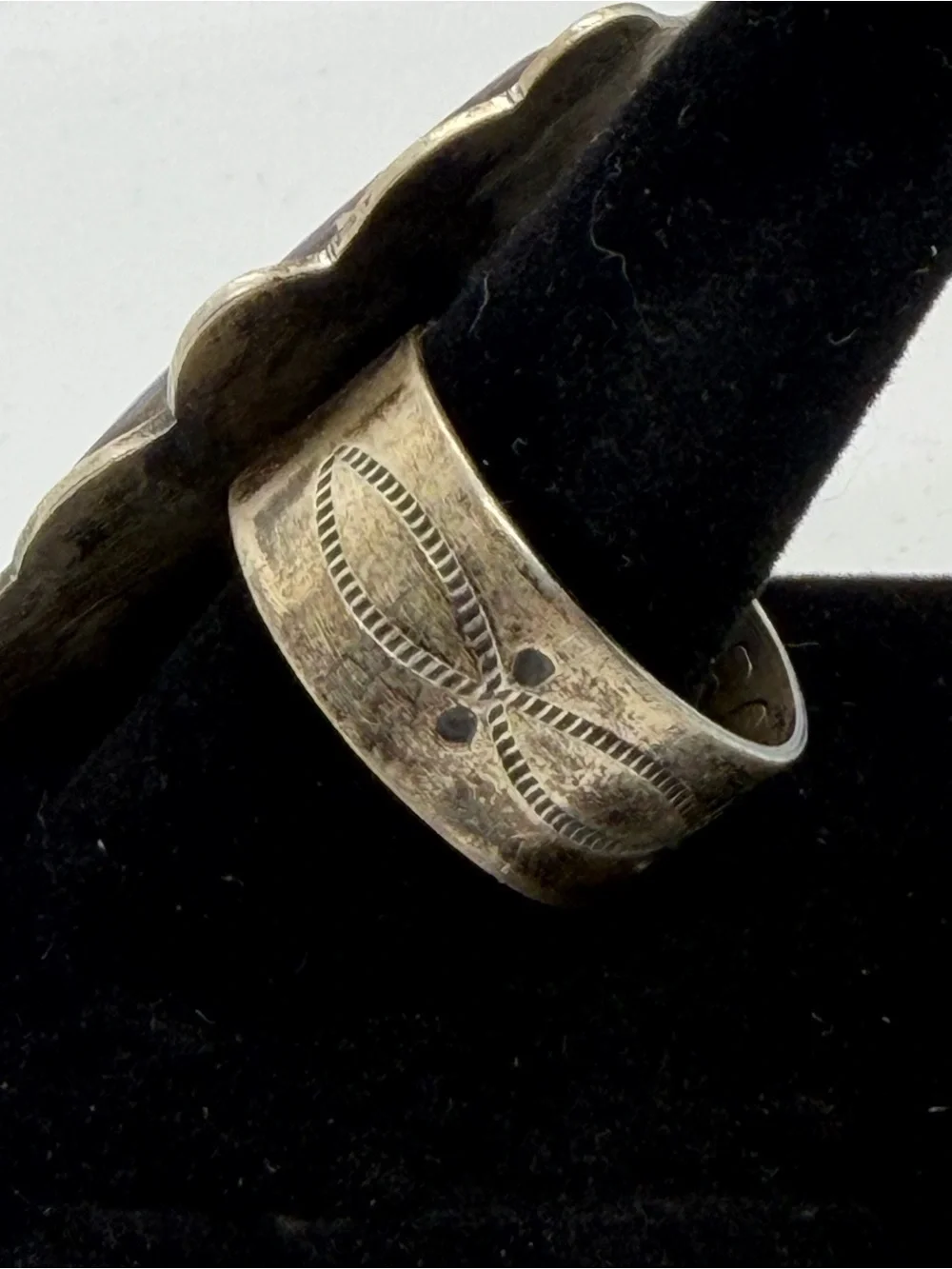VINTAGE NAVAJO ROCKI GORMAN/KC COOK PURPLE STONE STERLING SILVER RING SIZE 10